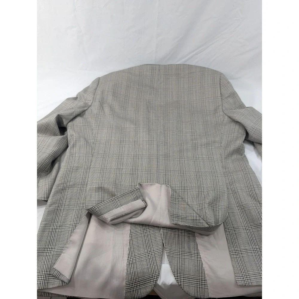 Hart Schaffner Marx Chicago Wool Blazer Suit Jacket Gray Botto 48L Big 52